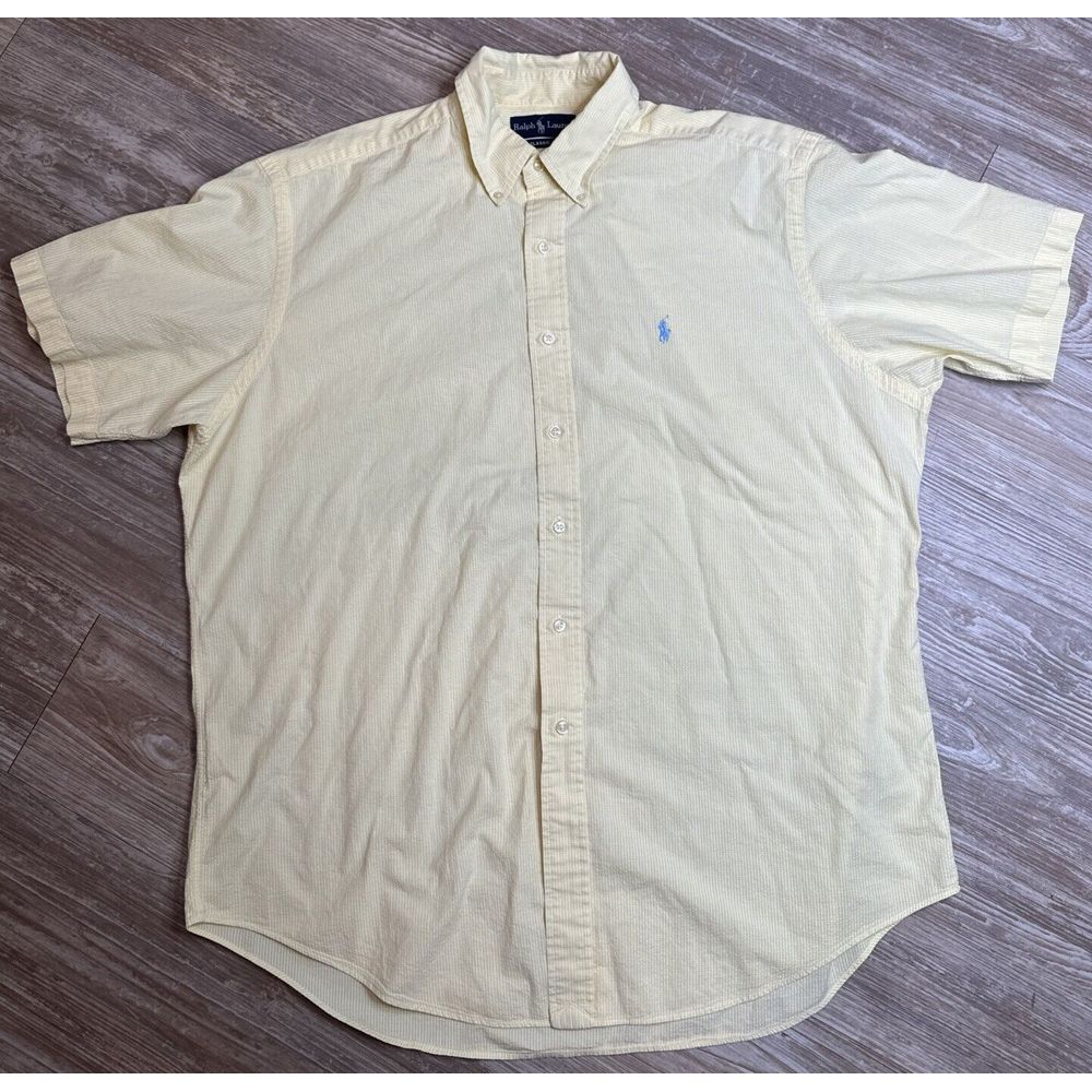 RALPH LAUREN Men's XL Classic Fit Yellow Short Sleeve  Blue Polo Man